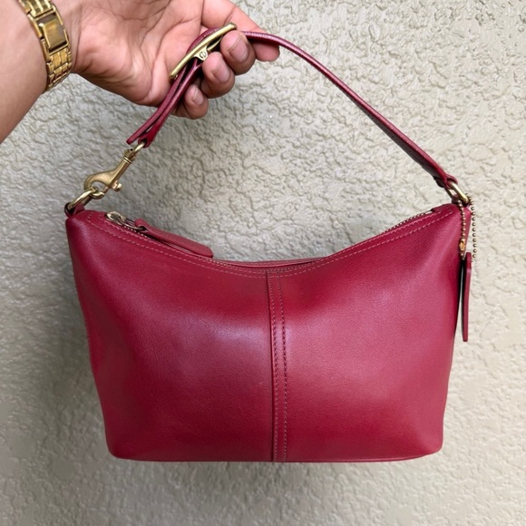 Vintage Coach Red Leather Shoulder Bag Y2K Cute! - Picture 1 of 12